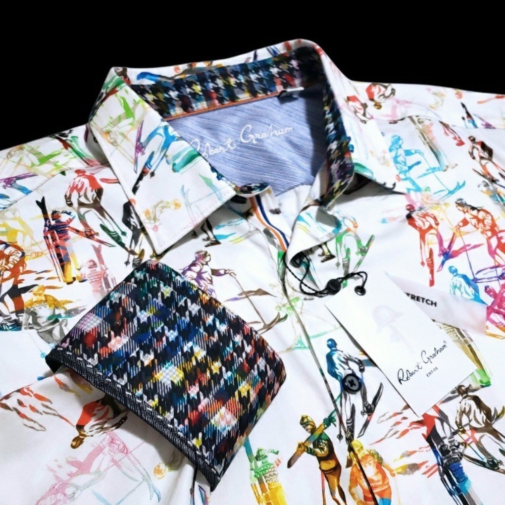 NEW Robert Graham Geometric Artistic Winter 2XL Colorful Classic Shirt $240